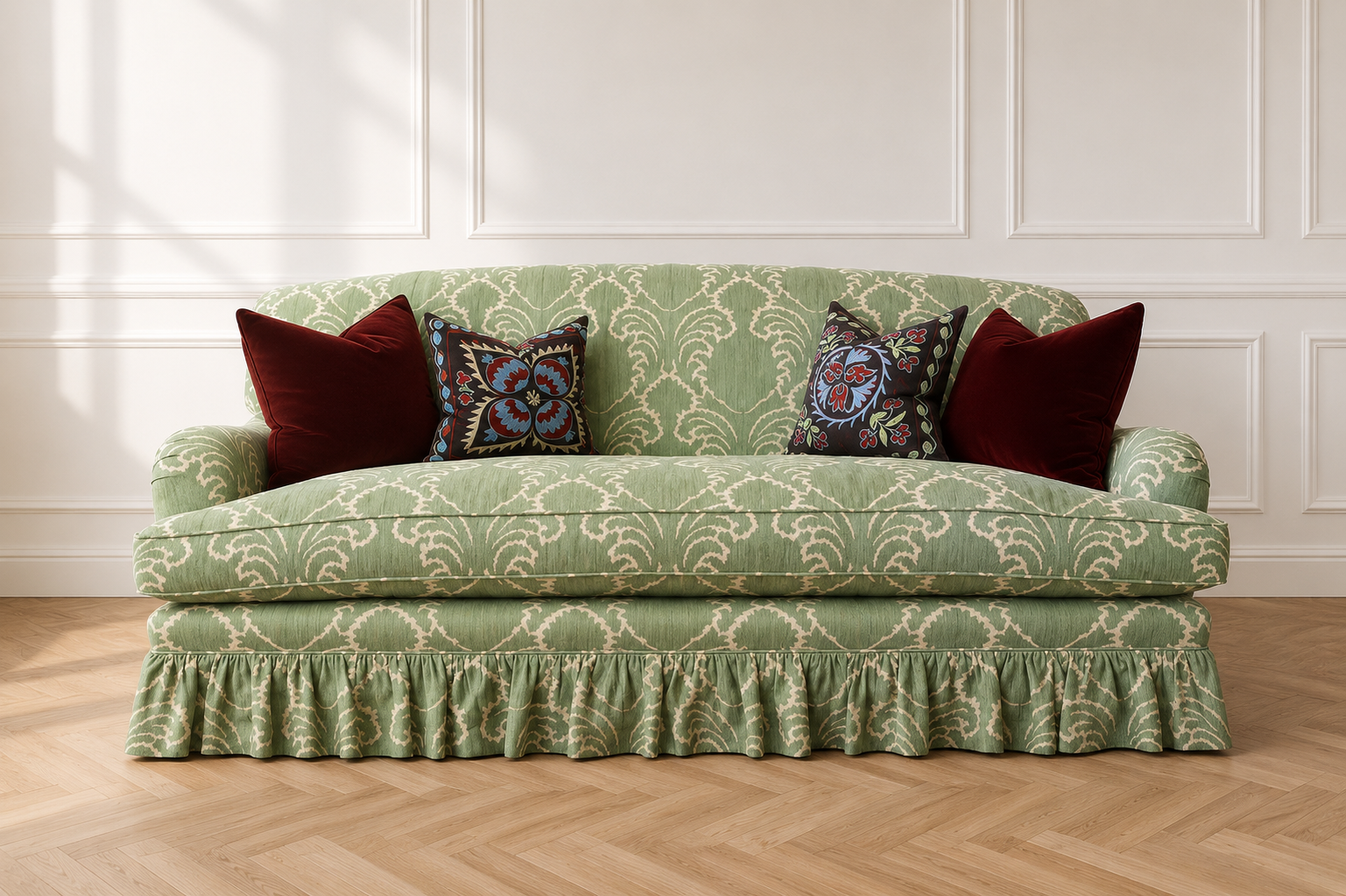 Edwidge Gathered Skirted Sofa