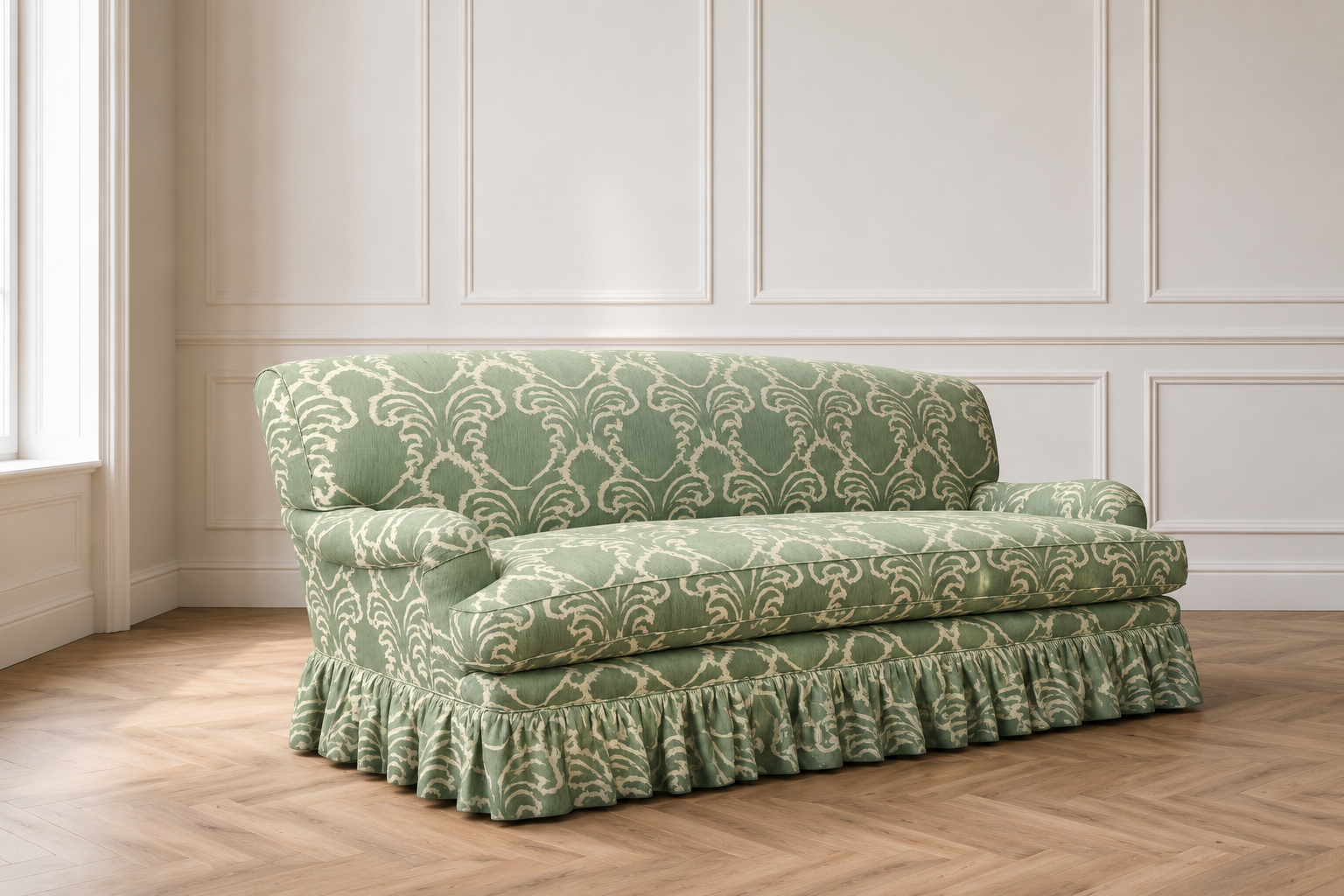 Edwidge Gathered Skirted Sofa
