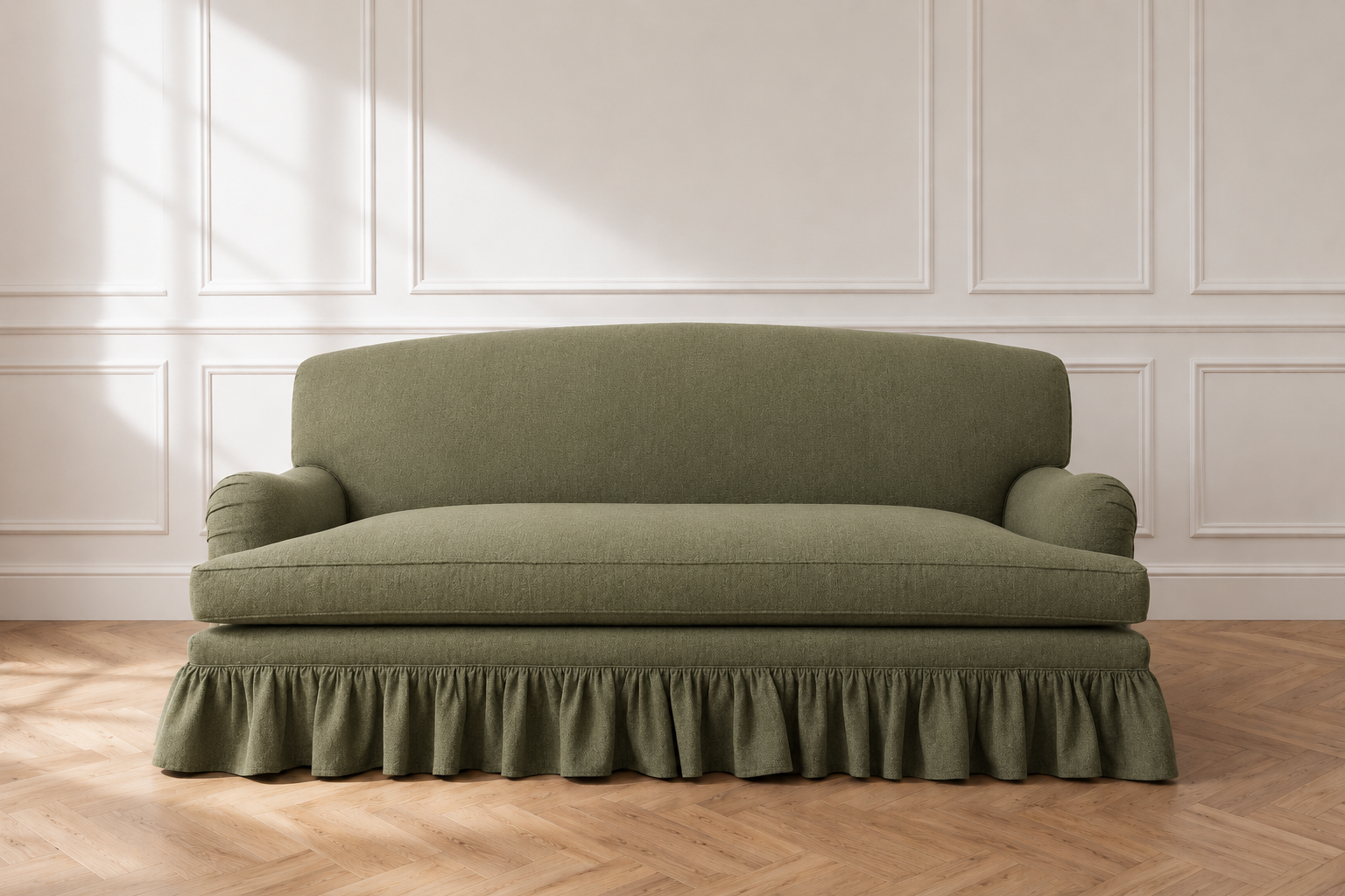 Edwidge Gathered Skirted Sofa