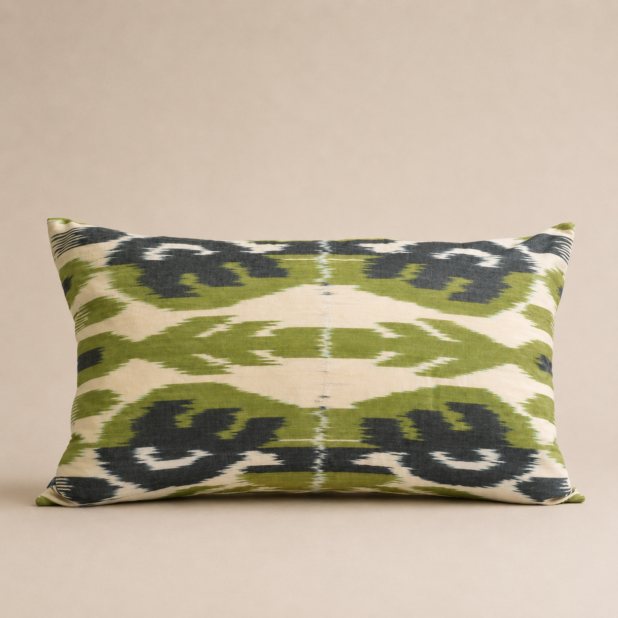 The Mirror Ikat Cushion Green