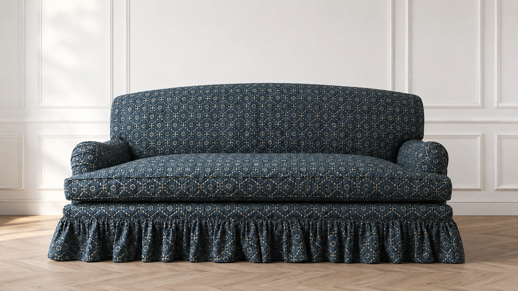 Edwidge Gathered Skirted Sofa