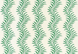 Scrolling Fern Frond – Emerald on Ivory