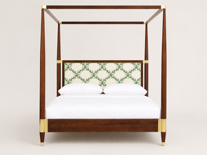 Seaweed Lattice – Emerald on Ivory Linen