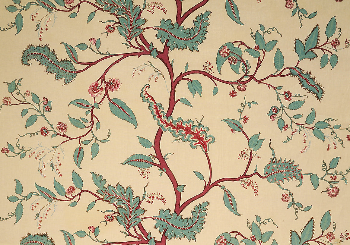Tendril Vine Linen – Turquoise & Pomegranate